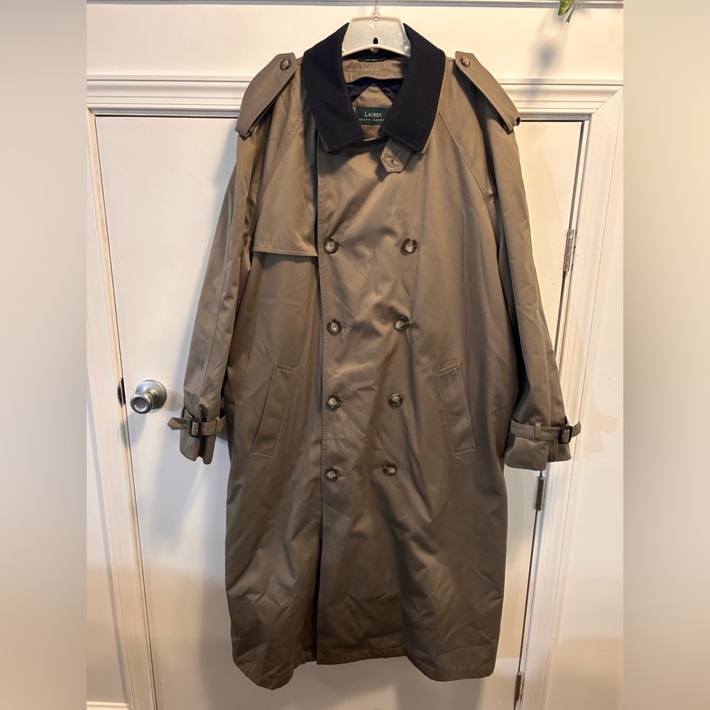 Lauren Ralph Lauren Men's Brown Size 44L Trench Overcoat W/Removable Line EUC
